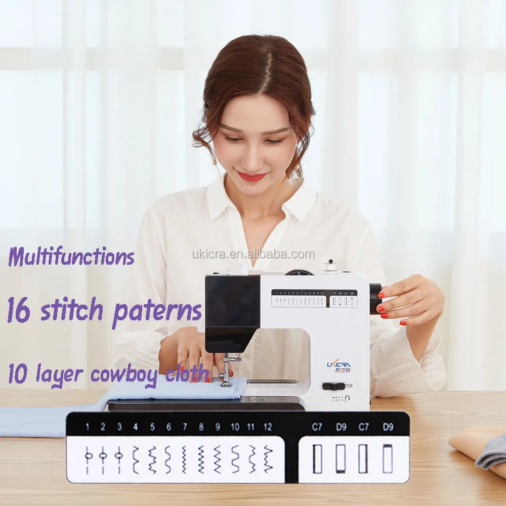 ukicra 38 stitches household double needle sewing automatic portable walking foot sewing machineUFR-737