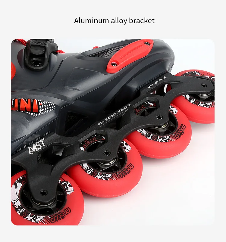 macco  freestyle Slalom Four Wheel Professional adult inline roller skates UNI black&red