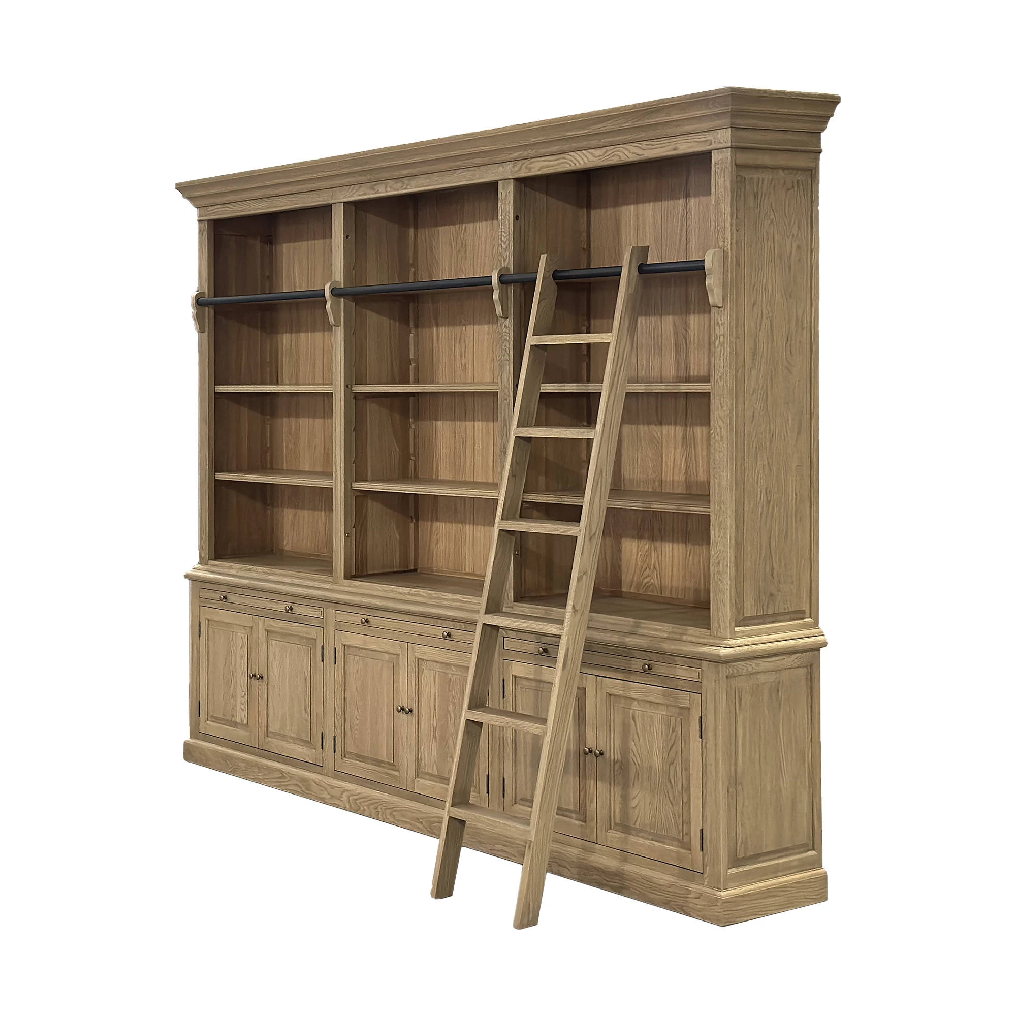 French Style Antique Home Office Furniture Large Ladder Bookshelf Bookcase Book shelf Wooden P1808