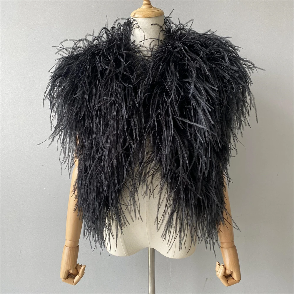 New Fashion Tredy Sexy Winter Women Custom Color High Quality Feather Top Ladies Real Fluffy Ostrich Feather Vest