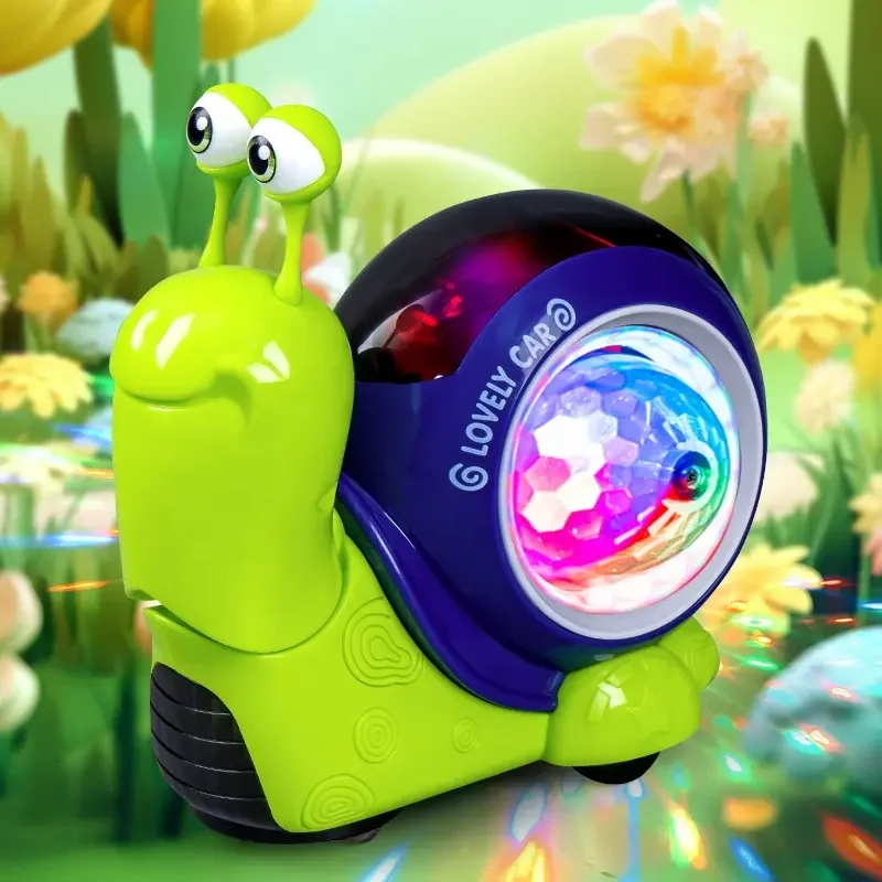Wholesale Electric Lovely Walking Snail Toy With Music Light Walking Snail Baby Educational Toy Sensor Obstacles Avoidance Snail