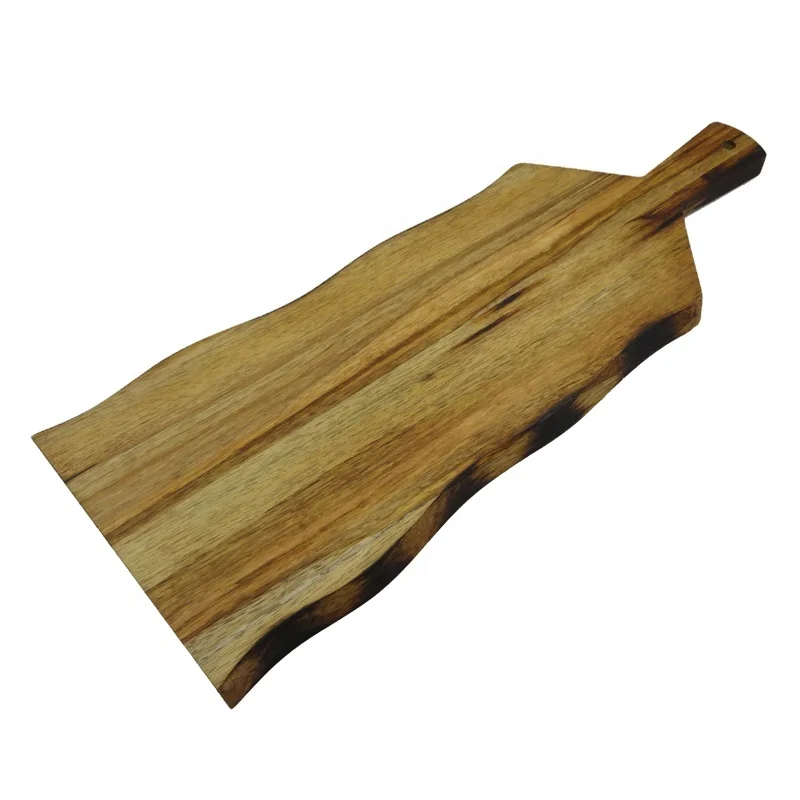 Mango wood chopping block burned edge wooden cutting board with handle