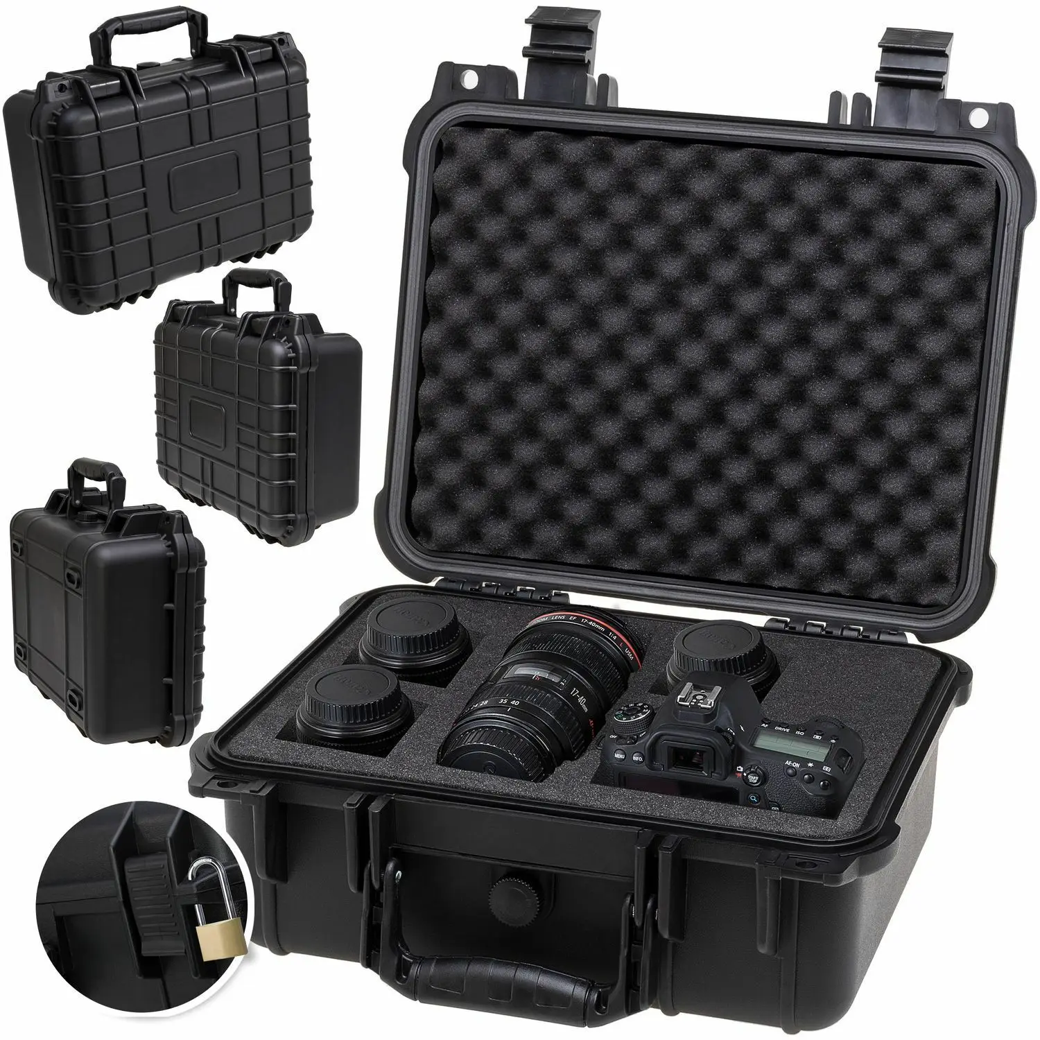 shockproof protective hard case for cameras box plastic carrying handle plastic hard miniatures carrying case foam