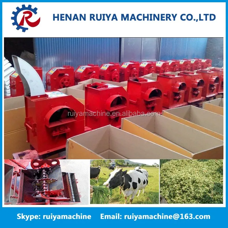 family using combine straw chopper/grass chopper machine for animal feed