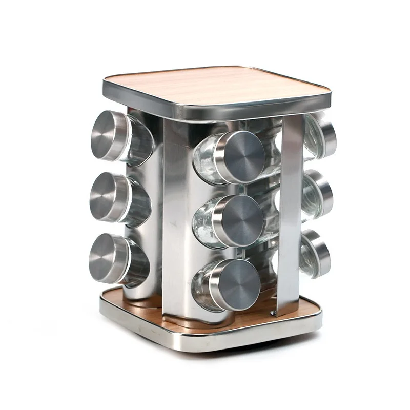 Revolving Spice Rack 12/16/20 jar Spice Rack, Stainless Steel Spice Rack Empty Glass