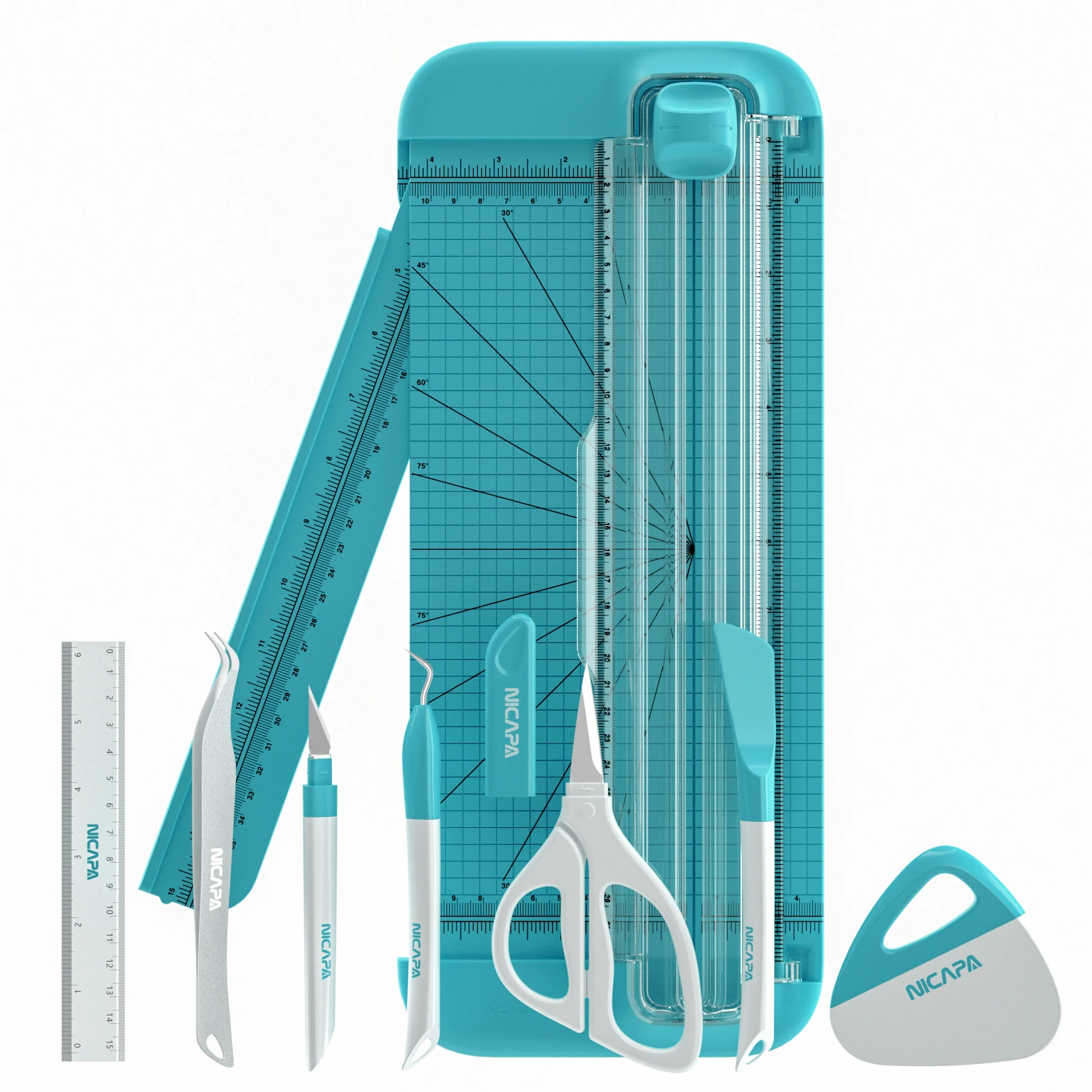 Nicapa Blue A4 Paper Cutter Tool Set for Vinyl Office Papers Cards Labels Photos Cutting