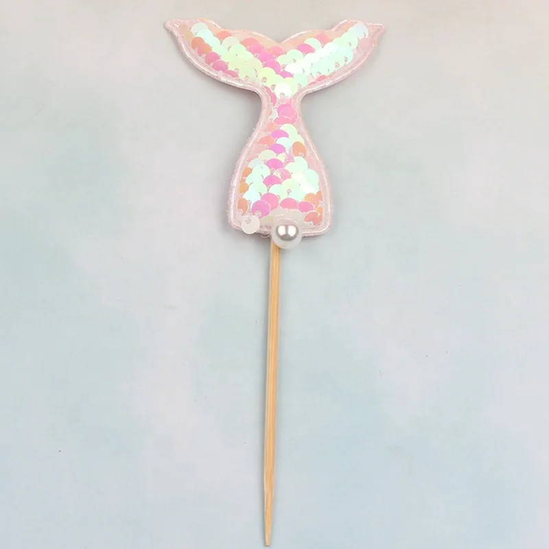 Birthday Party Supplies Sequins Decorating Set Glitter Cupcakes Mermaid Tail Wedding Cake Topper