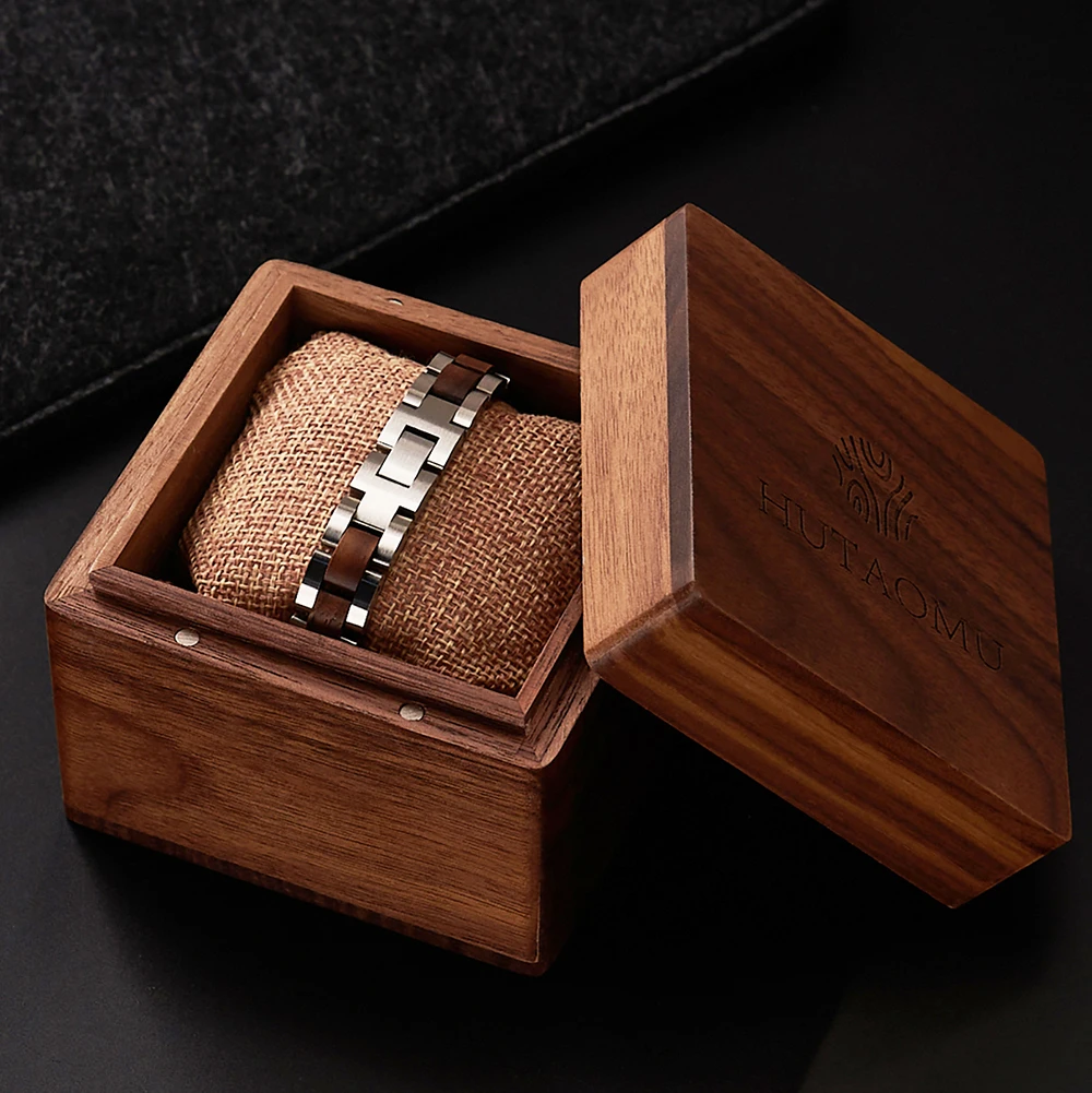 China Wholesale Perfect Gift Rose Gold Plated Stainless Steel Unisex Wooden Skeleton Bracelet for men and women