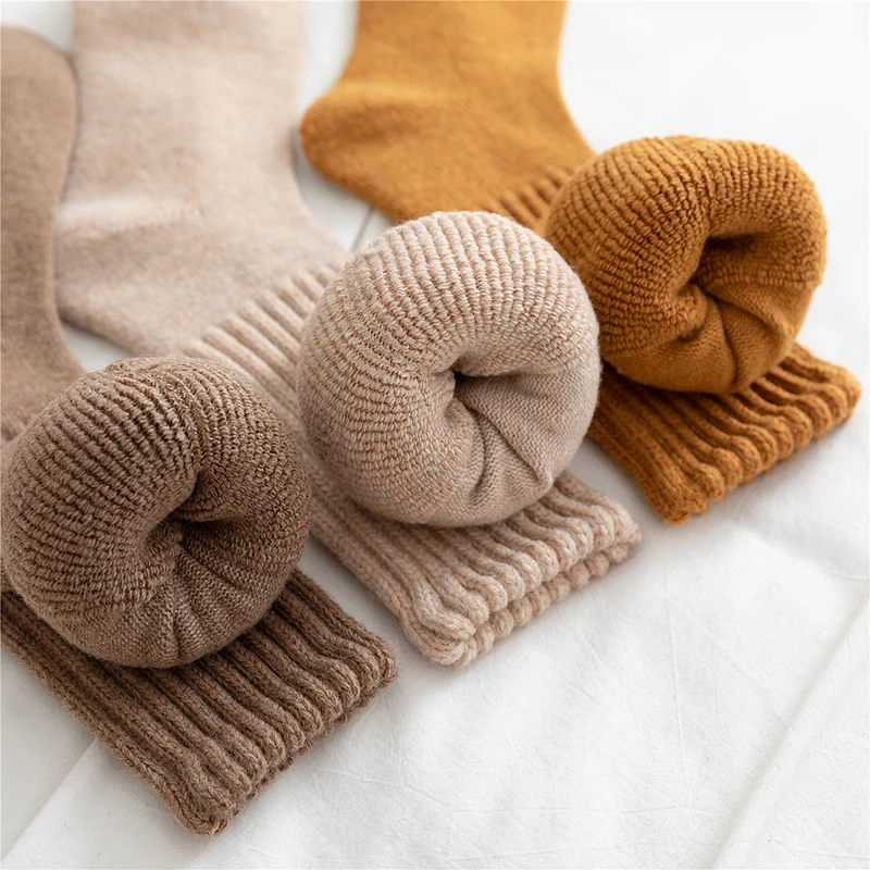 British angora socks women cashmere winter style warm wool heavy loop terry cotton bottom sublimation sock