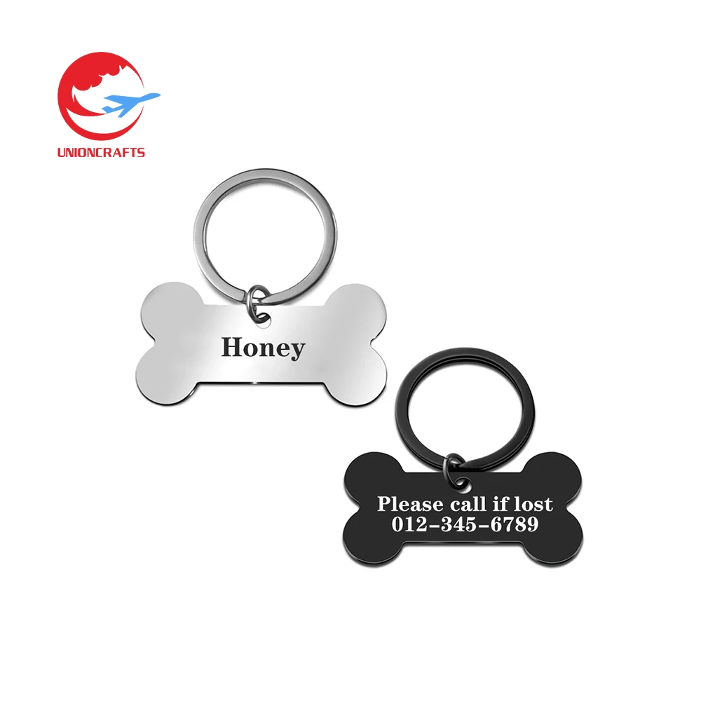 Funny Pet Keychain Molds Black Dogs Tags Metal Anime Blank Personalized Custom Cats Dog Pet ID Tags Keychain for engraving