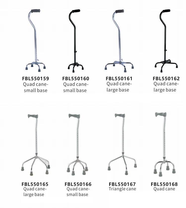 Bliss Medical Elderly Walking Stick Telescopic Aluminum Adjustable Height Quad Cane Four-legged Crutches For Non-slip Cane