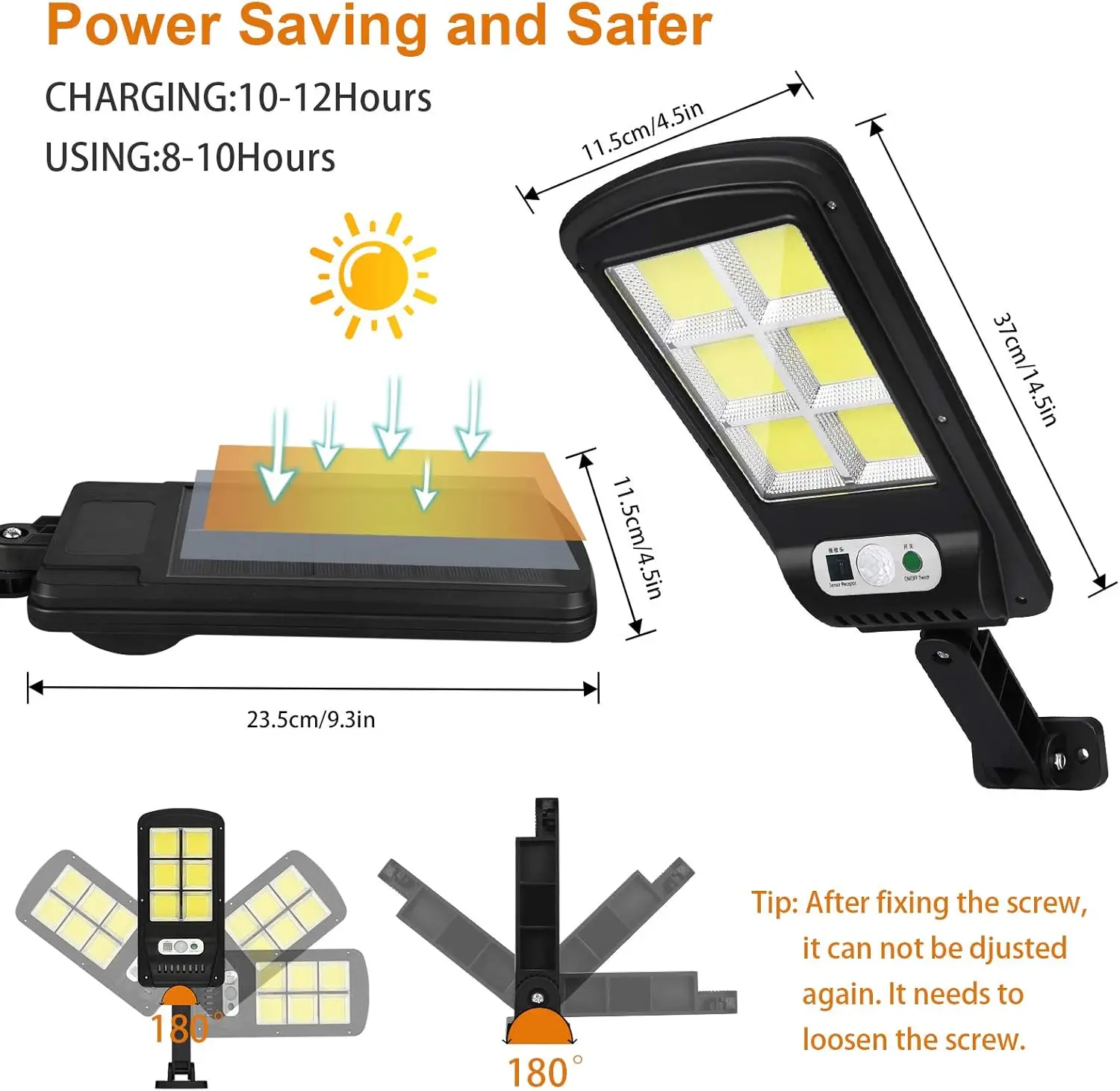 LED solar street lights outdoor 120 LED solar parking lights wireless Ip65 motion sensor solar safety wall lights, with 3 modes,