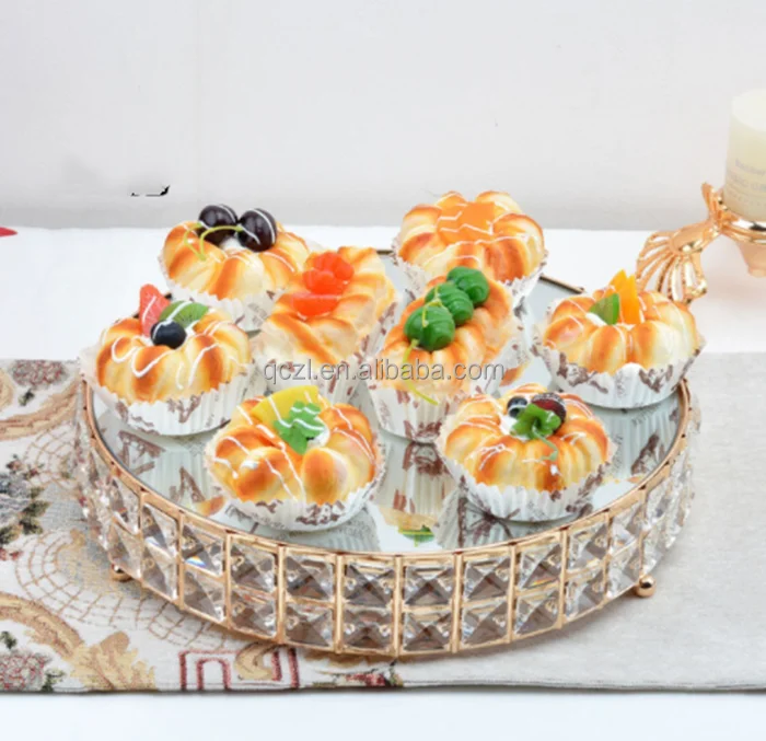 Golden main cake plate wedding dessert table high end crystal ornament party luxury