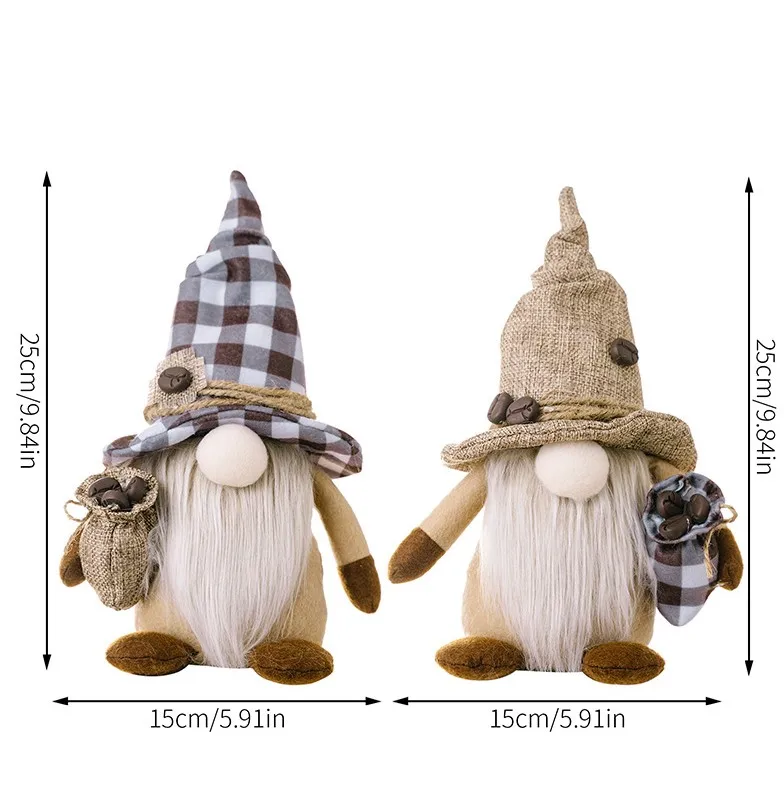 2PCS Coffee Gnomes Home Decor Coffee Doll Gnome Ornament Holding Coffee Bean Fabric Product Figurine