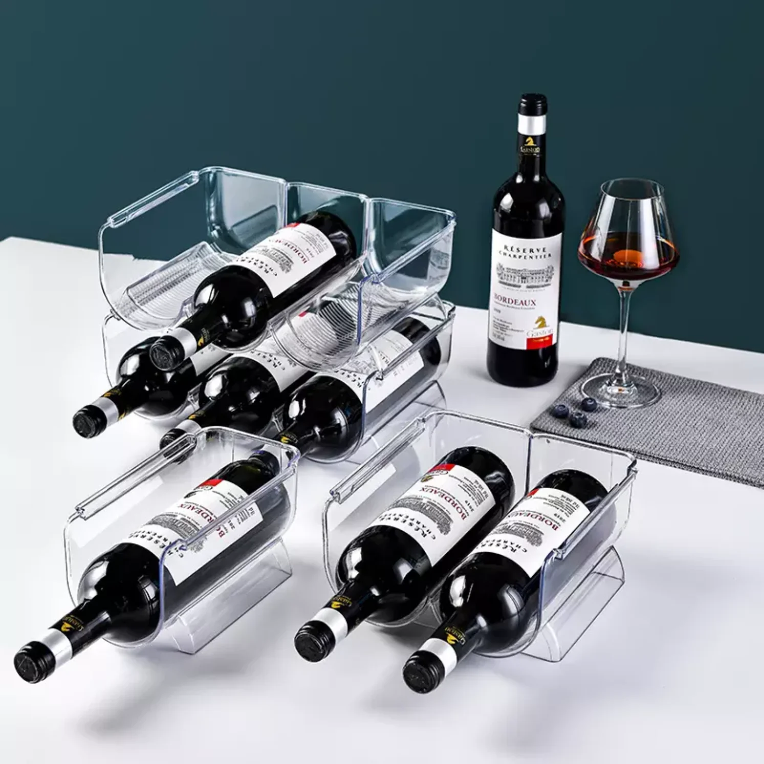Countertop wine bottle display rack Transparent kitchen acrylic wine bottle rack Refrigerator wine storage rack