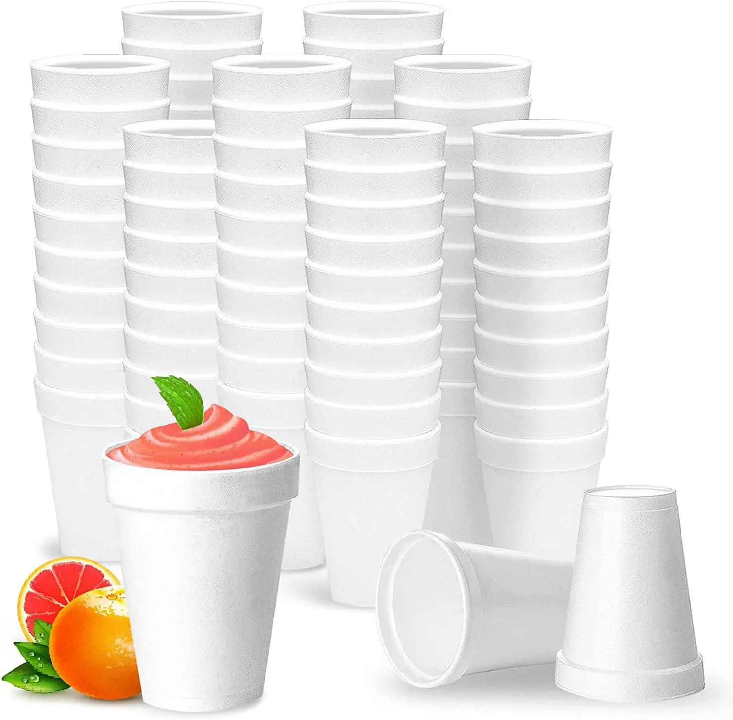 PTPACK 12oz disposable foam cups, white foam cups can insulate hot and cold drinks.