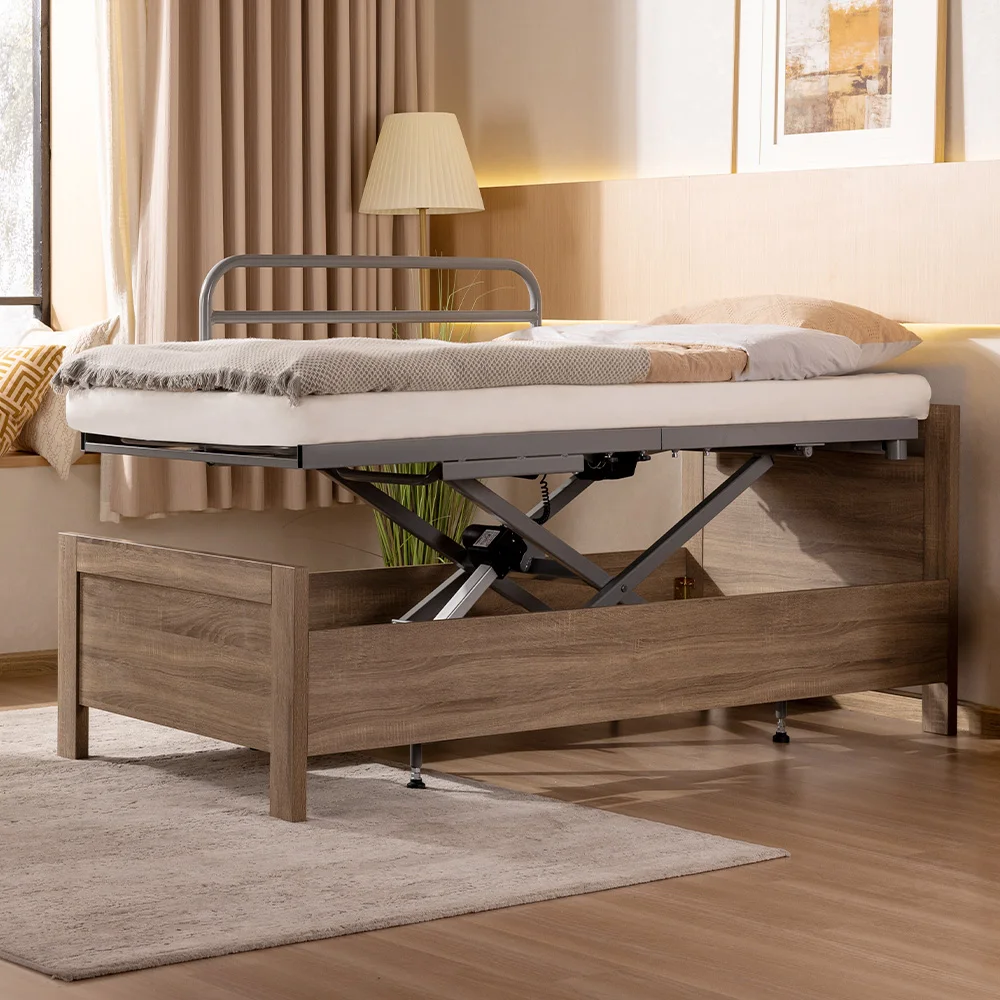 Tecforcare Height adjustable bed for senior wooden nursing bed for elderly care product homecare home care bed