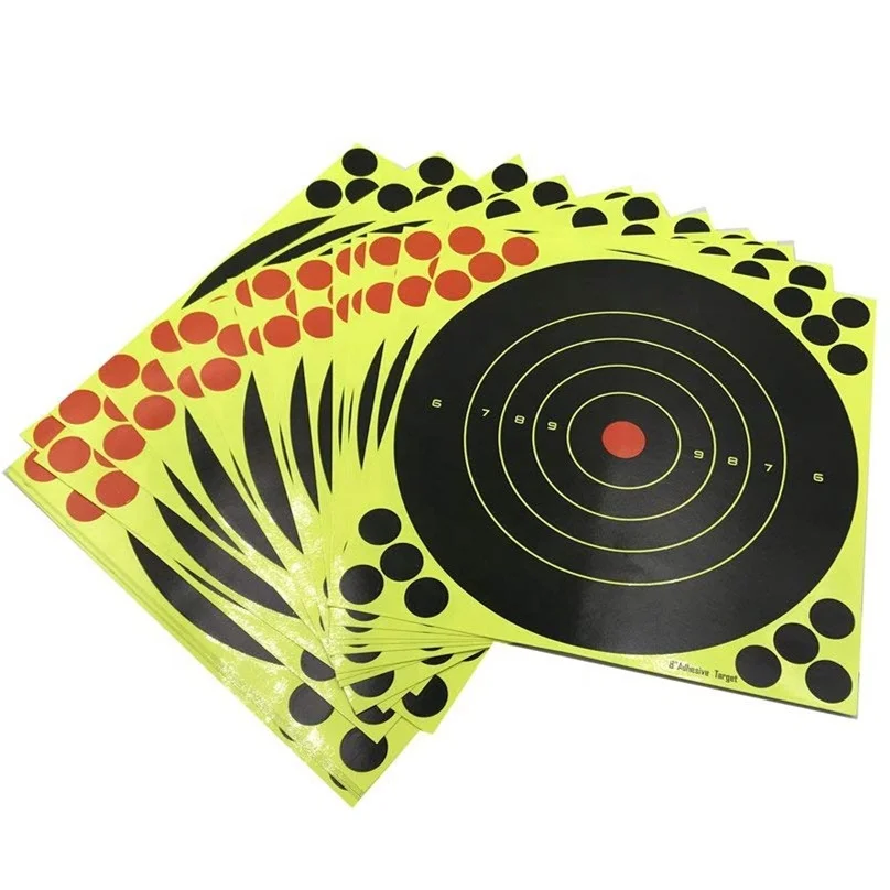 8 inch Splatte Reactive Self Adhesive Shooting Targets with Florescent yellow