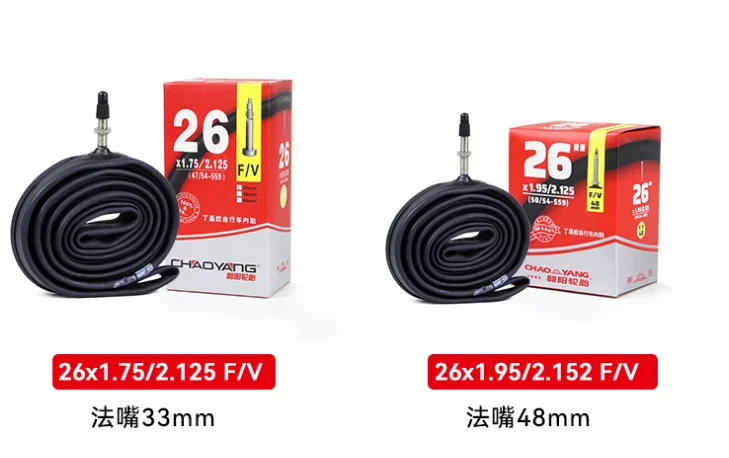 Wholesale CHAOYANG MTB Bicycle Tube 26 Inch FV AF 33mm 48mm Mountain Bike Inner Tire 27.5 29