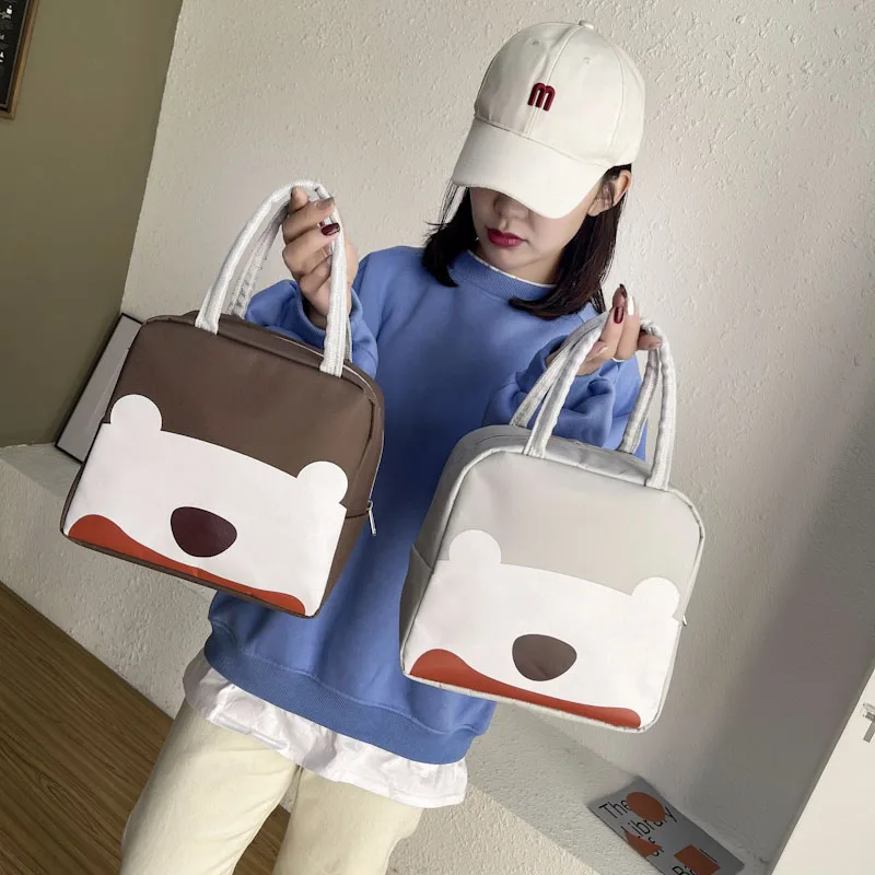 Cartoon bento insulation bag hand-held Oxford aluminum foil lunch box insulation bag student take-away lunch bag