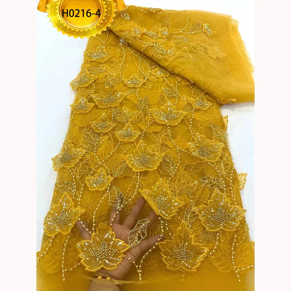 H216 Middle East Muslim new embroidery fabric beaded lace african french lace fabric women dress wedding bridal lace Ghana dress