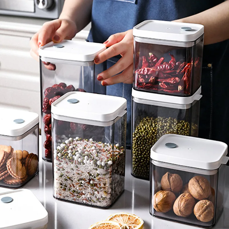 Plastic Airtight Food Storage Containers with Lids Cereal Dispenser For Storing Pasta Kitchen Storage Jars Containers