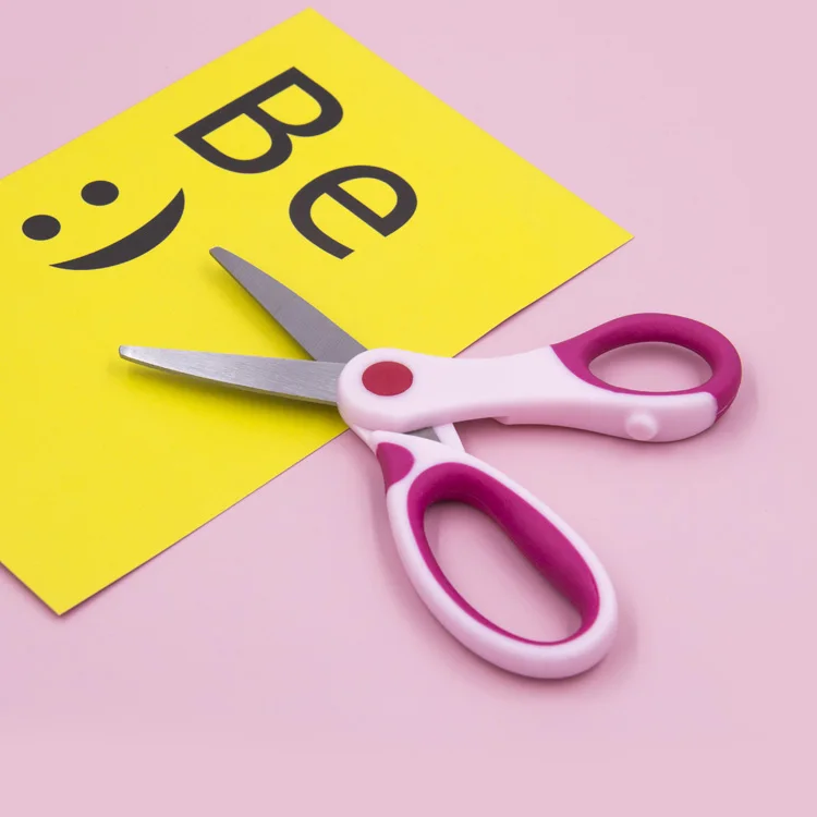 5 Inch Left Handed Kid Scissors Soft Touch Handle Assorted Colors Blunt Tip Smooth Edge Plastic Blade Pruning DIY Grade Student