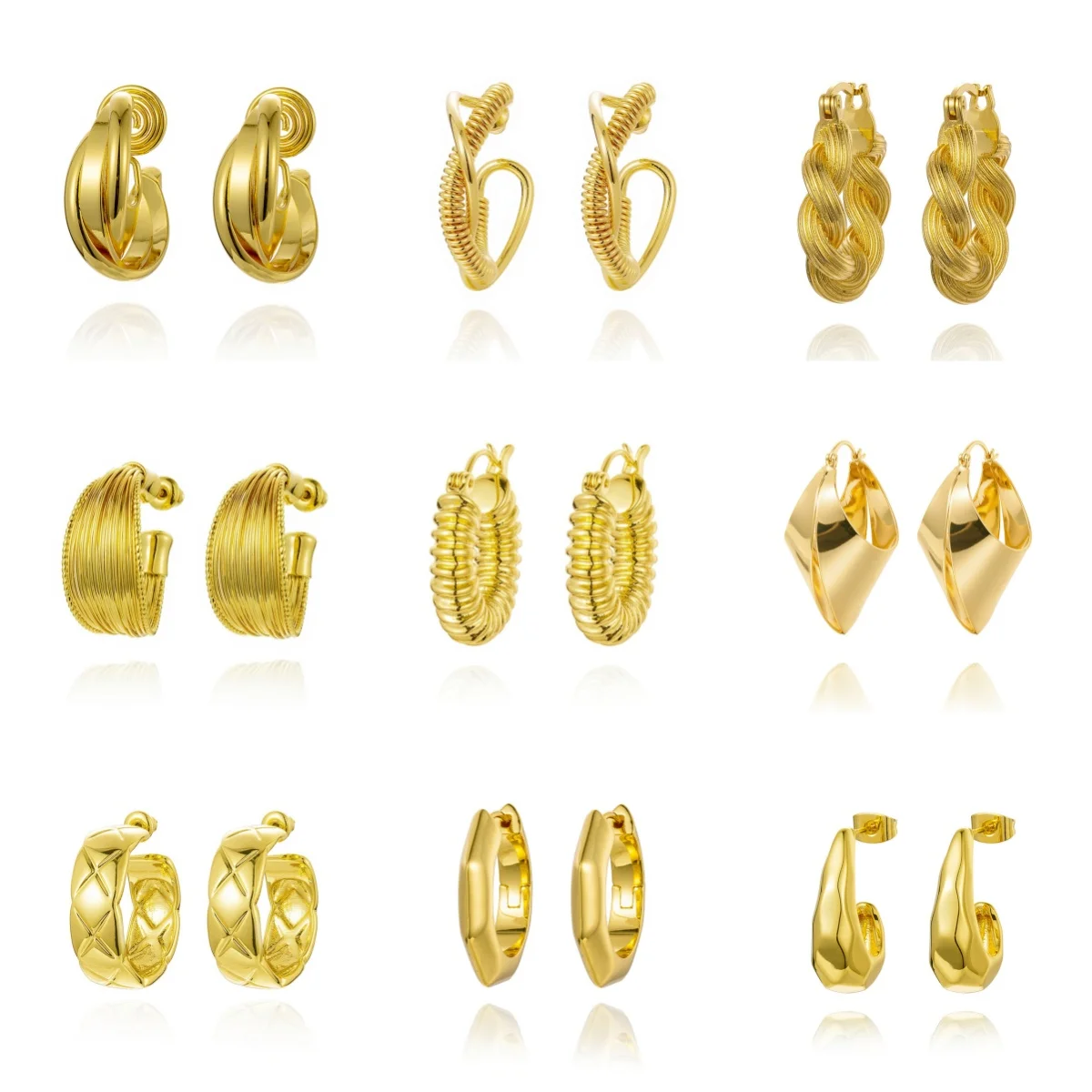 Trendy Korean Earrings Luxury Earrings Ear Cuff Earrings 18K Gold Plated Jewelry