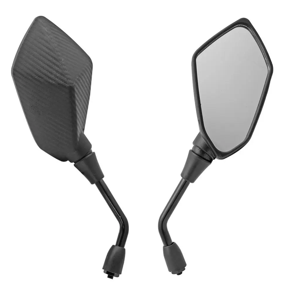 2Pcs Universal Motorcycle Mirror Scooter E-Bike Rearview Mirrors 8mm 10mm Carbon Fiber