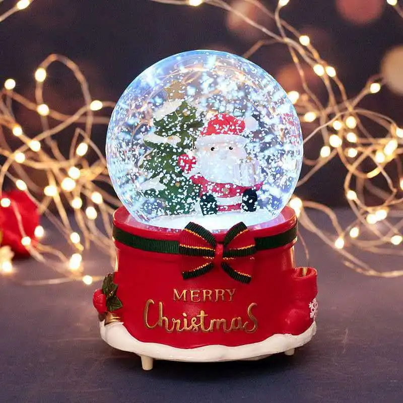 Christmas resin desktop decoration Santa Claus Christmas snowball souvenir music box girl Christmas gift for children