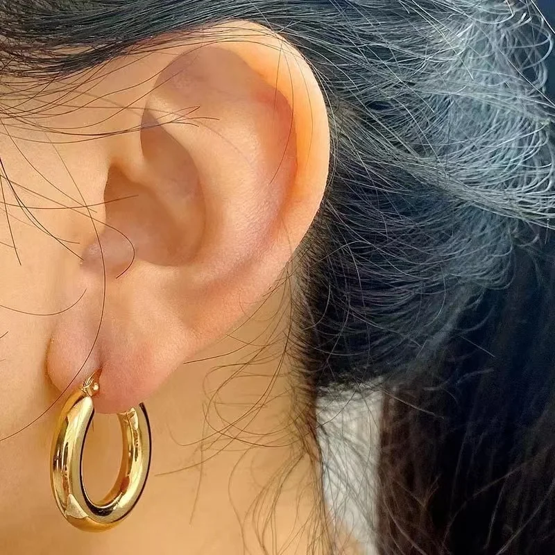 5mm Stainless Steel Thick Glazed Popular Cheap Simple Earring Hoop Jewelry