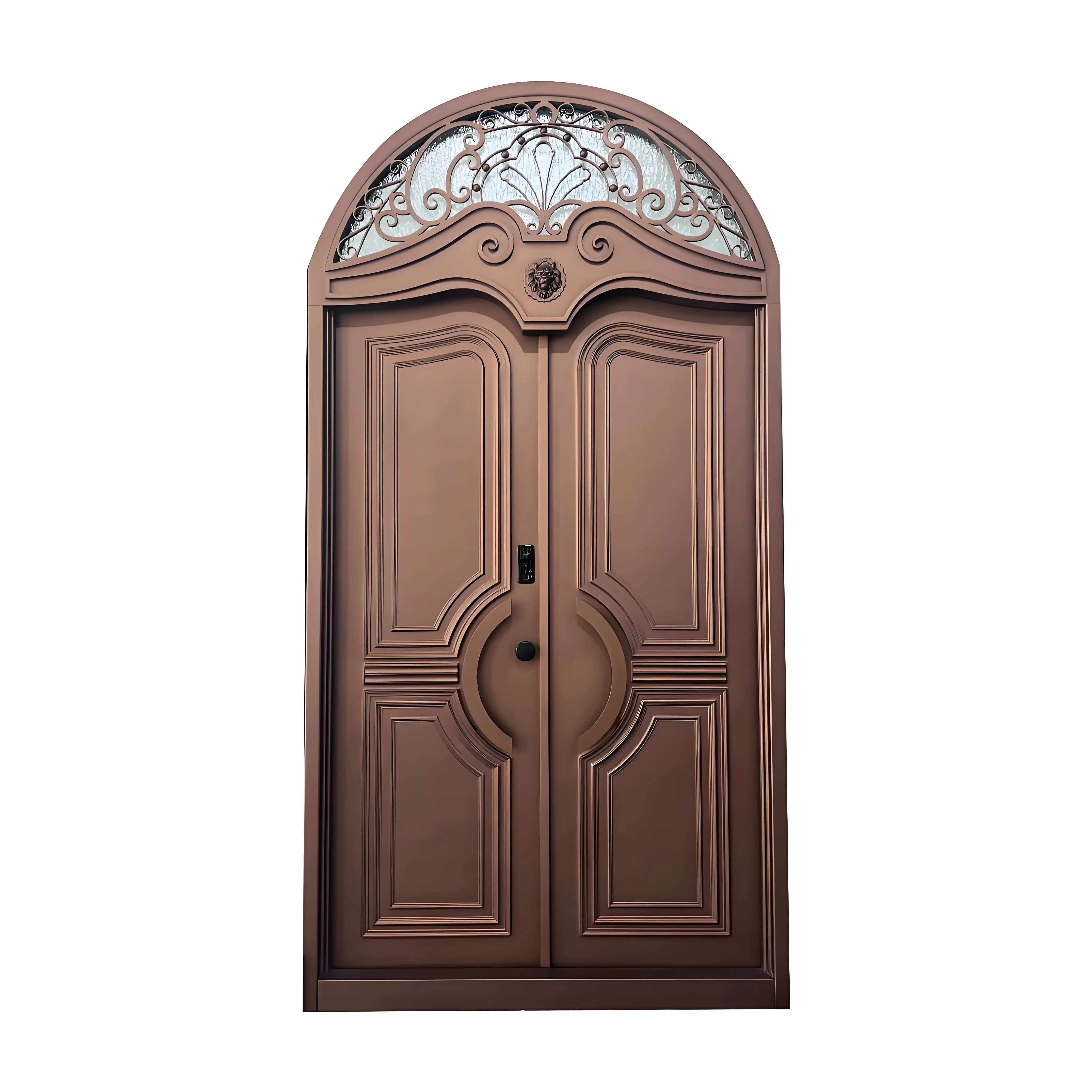 Exterior castle church circle arch top solid wooden main entrance door