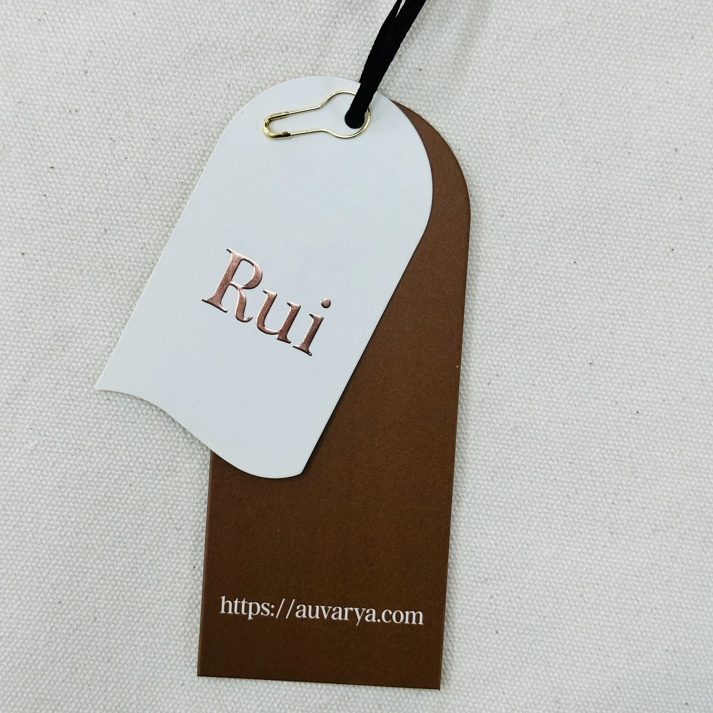 2024 Fashion Custom UV Embossed logo  Rose Foil Stamped Swing Tag Set Textured Paper Hang Tag for Clothing