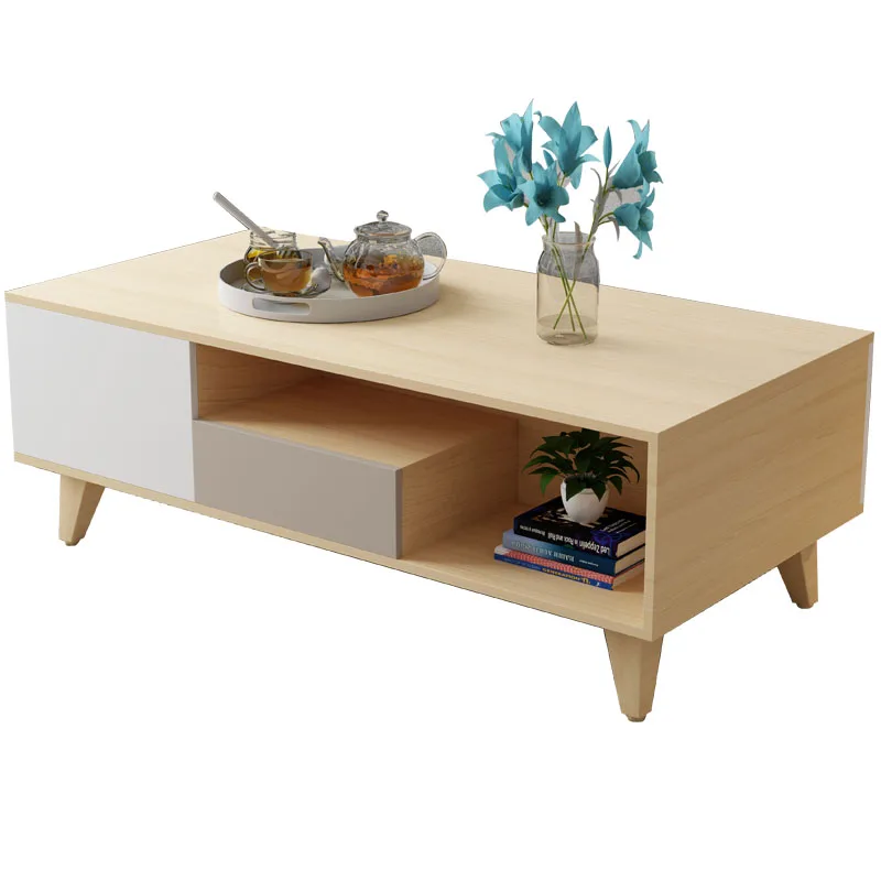 Home Furniture Rectangular Nordic Wood Coffee Table Modern