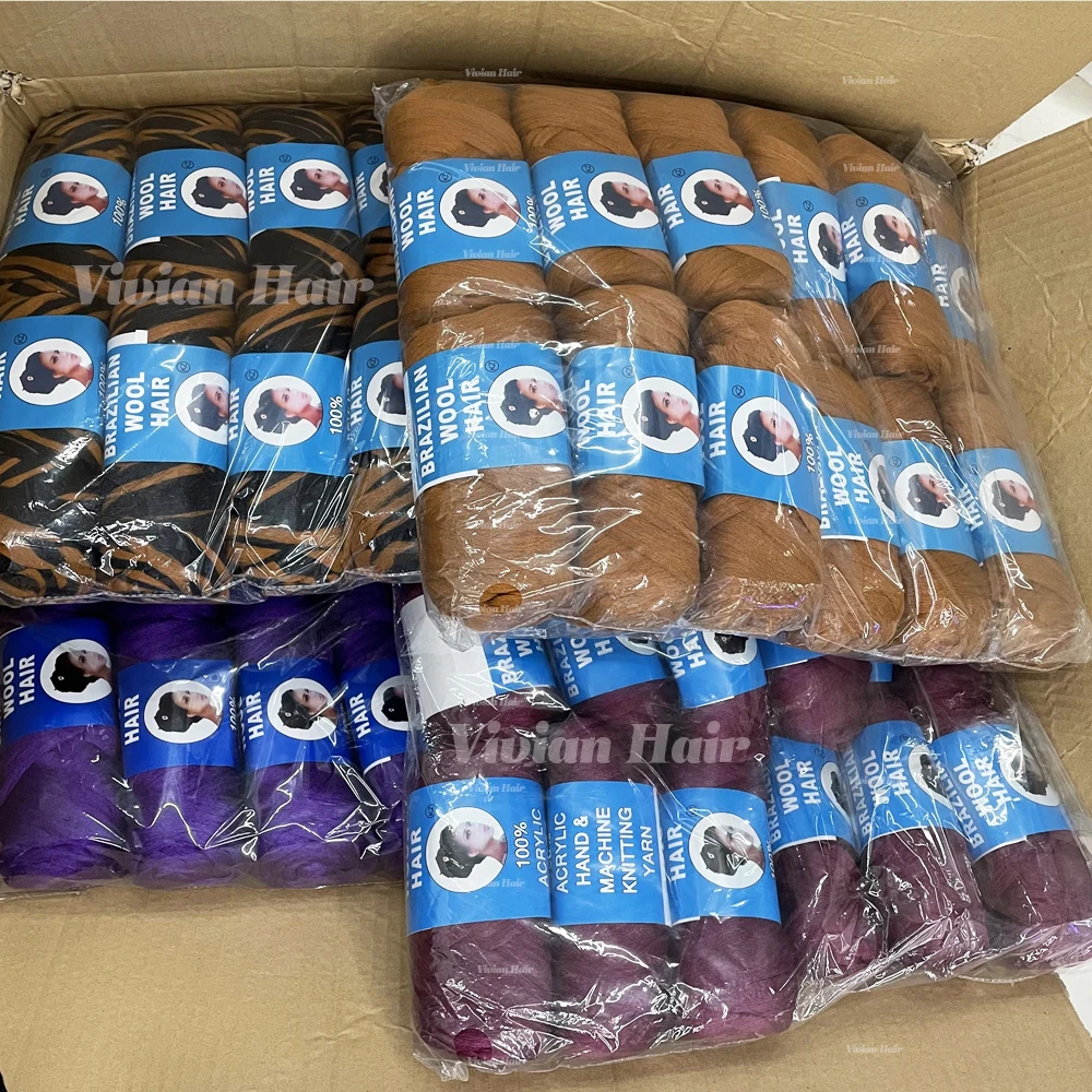 Hot selling bulk Brazilian wool 100% Acrylic hair yarn 70g 100g for dreadlocks crochet braiding hair Attachment Knitting Braids
