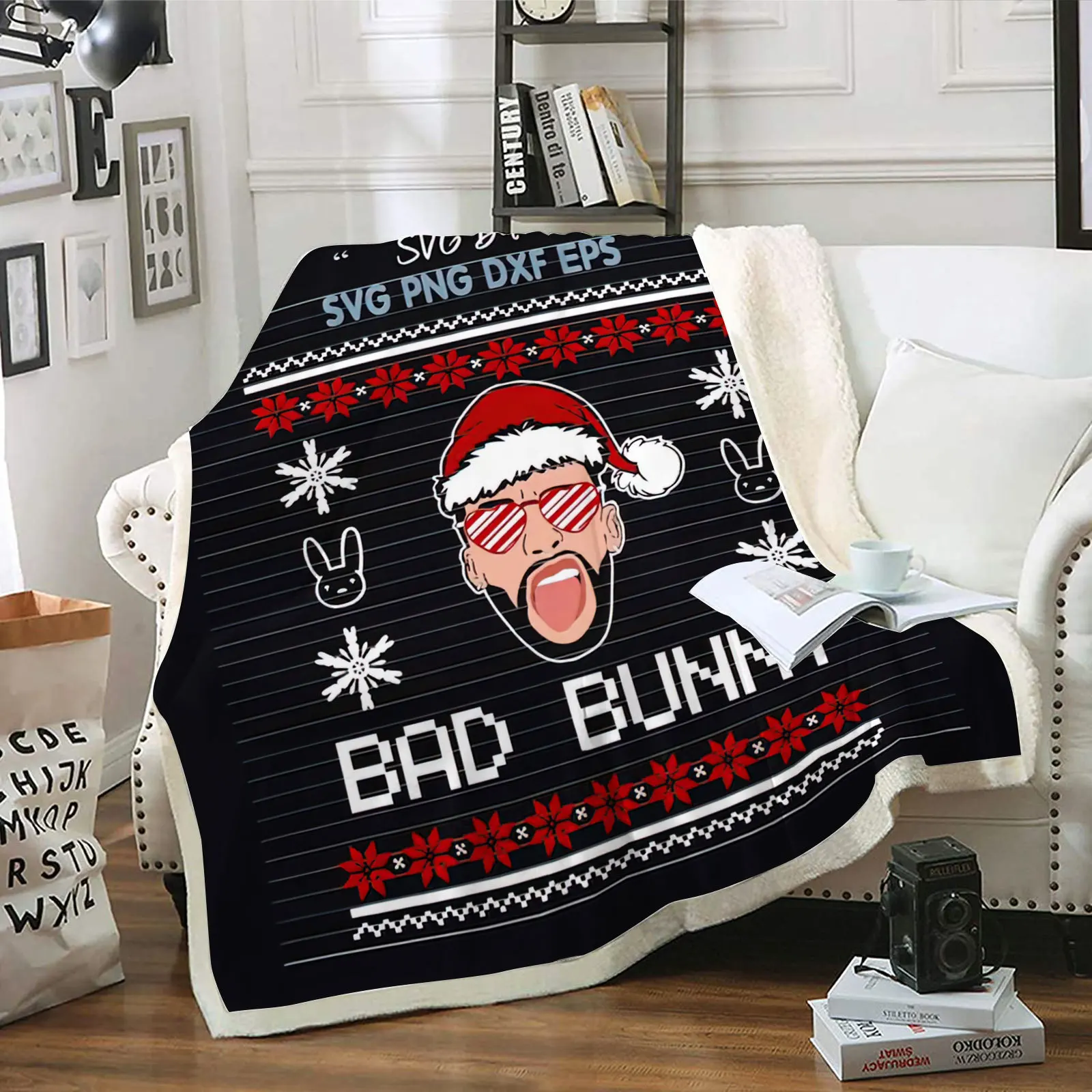 Factory Wholesale Dignity Bad Bunny Fleece Blanket Cartoon Figure TV Sofa Watching Fleece Throw Blanket