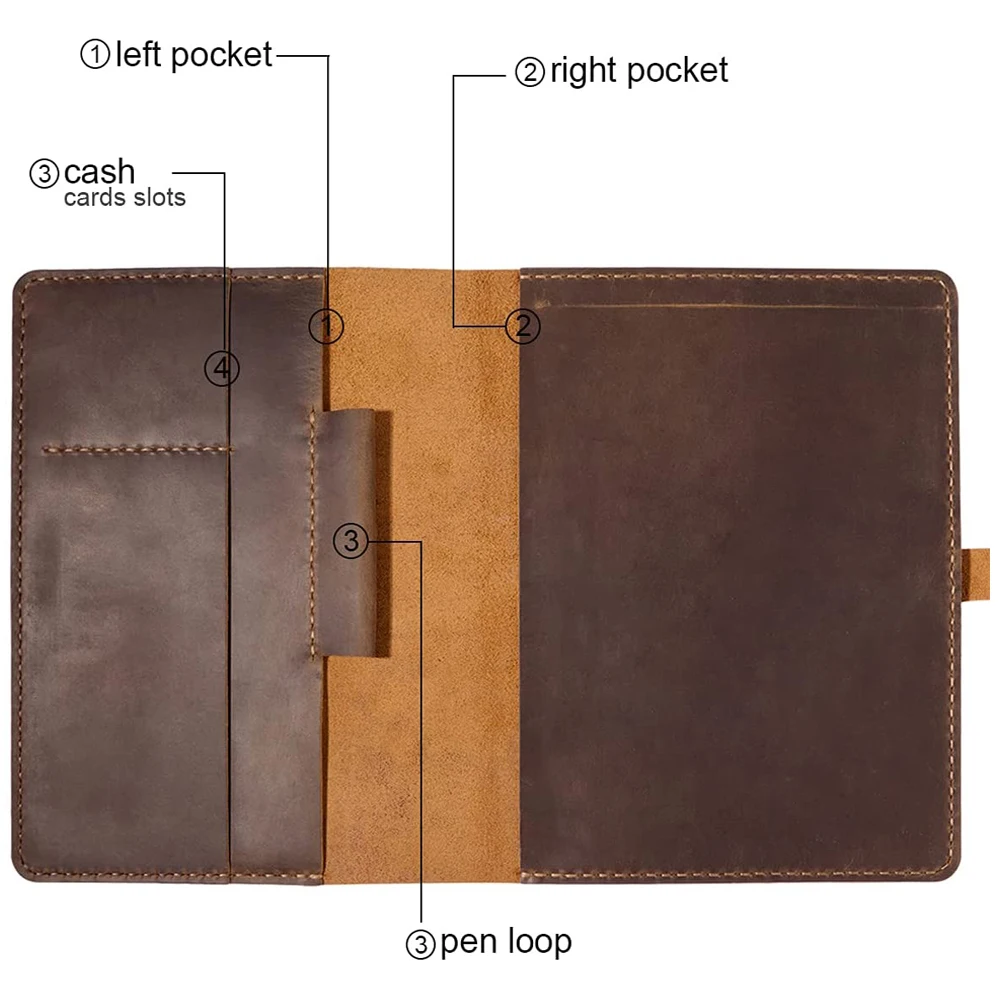 Handmade Custom Unisex A5 Notebook Portfolio Organizer Vintage Faux Leather Bag Business Office School Laptop Genuine PU Leather