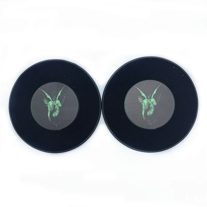 Giveaway Gift Vintage Record CD Vinyl Disc Cup Coasters Mat Custom Logo Rubber Pvc Coffee Beer Coaster Printed Non Slip Ring