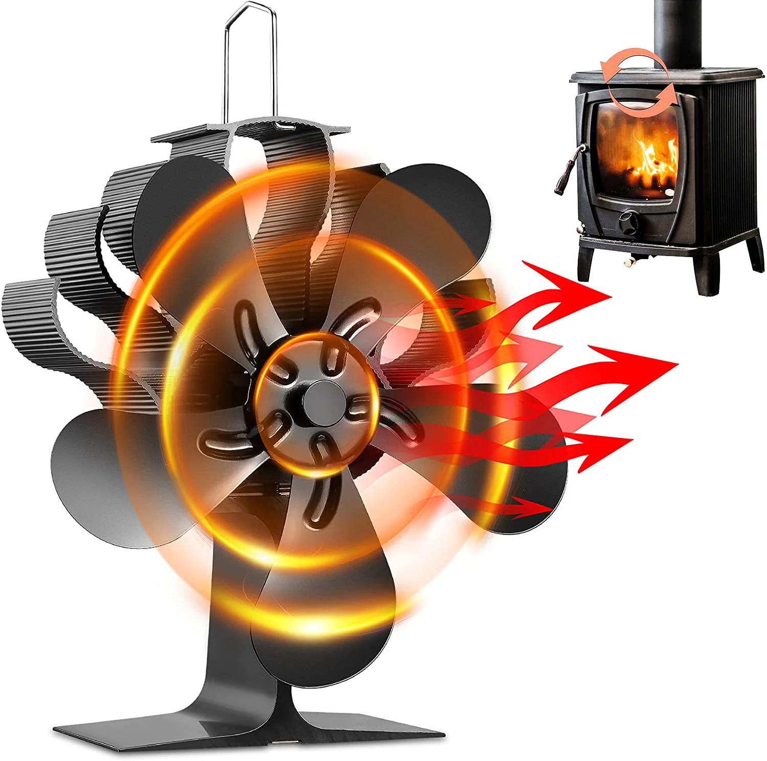 Dropshipping from Australia Warehouse within 24 Hours,Aluminum 5 Blade Leaf Heat Powered Stove Fireplace Fan