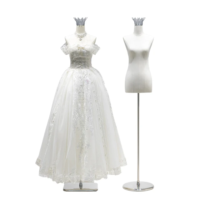 New Arrival Luxury Linen Female Mannequin with Solid Wood Arms Adjustable Half Body Wooden Mannequin for Clothing Display