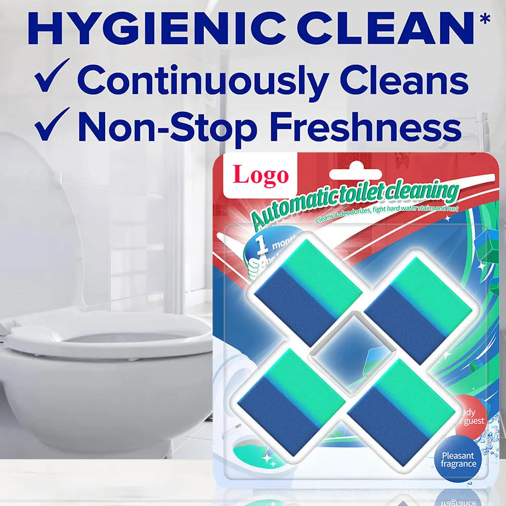 Customized Brand 2-in-1 Fresh Scented Solid Toilet Cleaner Block In-Tank Toilet Cleaner Duo-Cubes