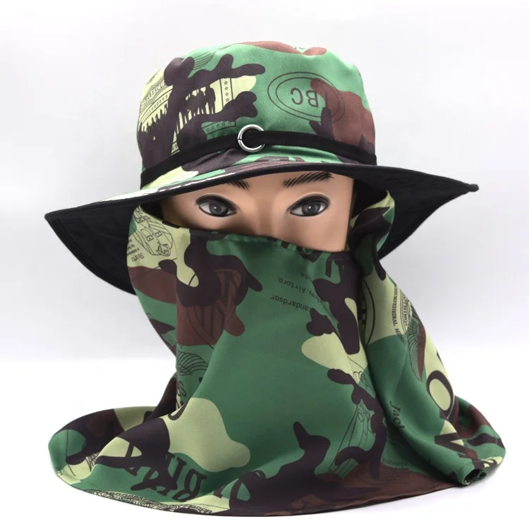 Camouflage sun protection outdoor hat forest camouflage sun protection fisherman hat sun protection face-covering bucket hat