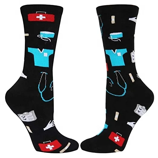 18531, женские модные носки из чесаного хлопка с рисунком, топы для кормления, новые интересные носки