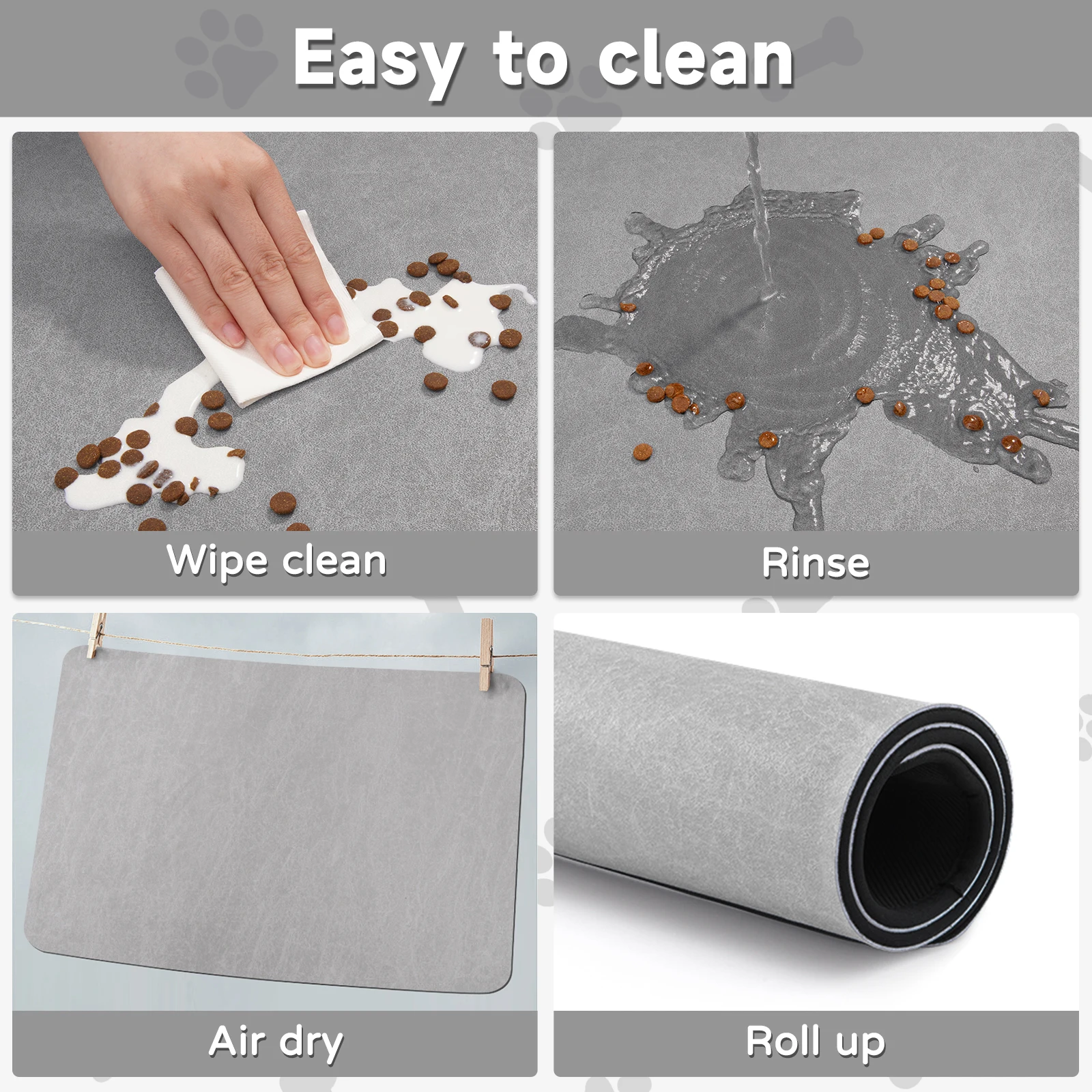 Scratch resistance Removable replaceable Custom Logo Pet Bed Anti-SlipTraining Pad Bowl Food Feeding Mat with Rubber bottom