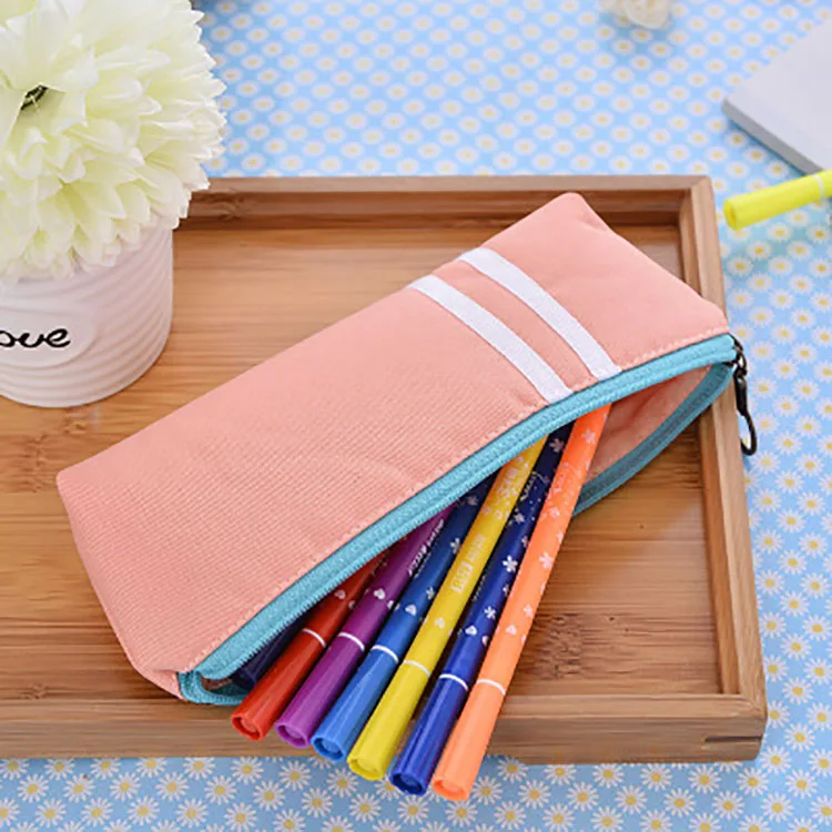 
High quality orange color pencil case multifunction pencil bags pouch stationery organizer pencil case 