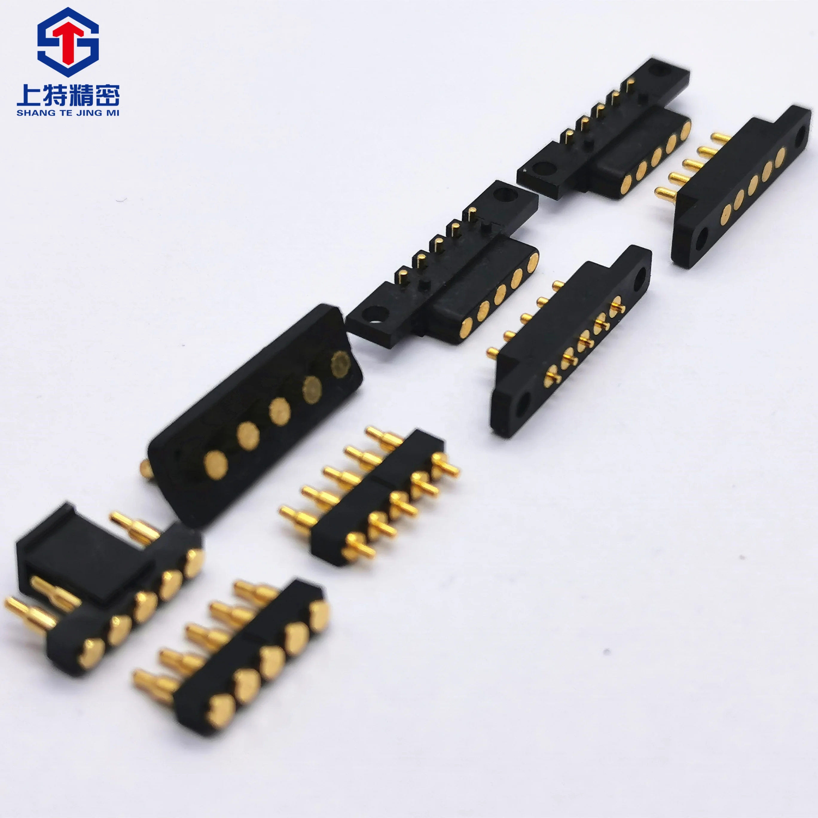Shangte Manufacturers Supply 5 pin Male and Female Tablet Computer Pogo pin Charging Electronic Bent Spring Pin Connector
