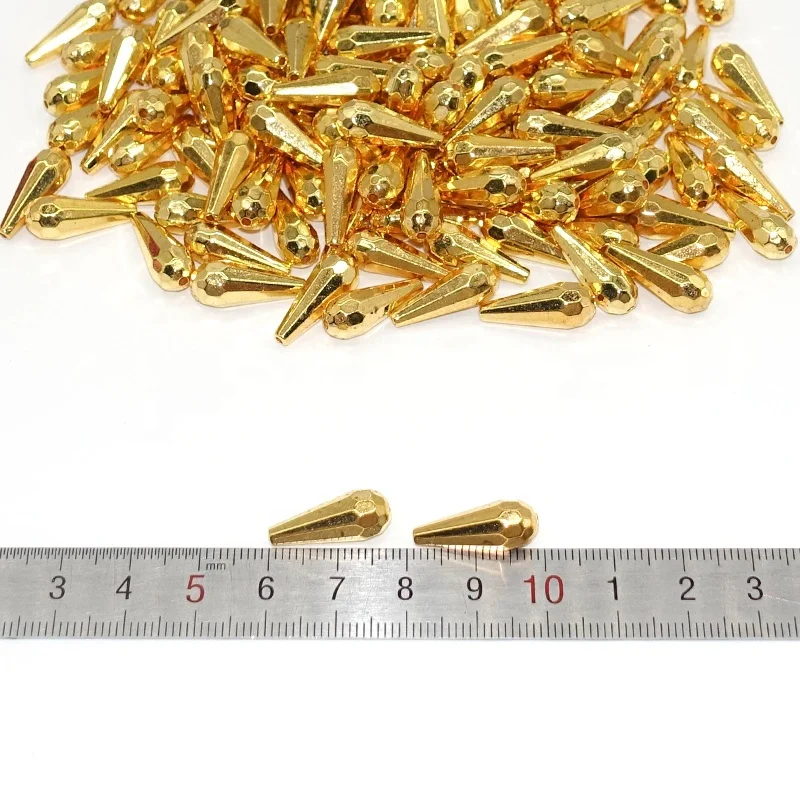 Пластиковые Бусины, Заводские бусины в форме капли CCB, блестящие золотистые бусины