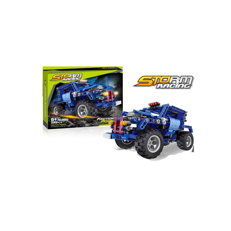 382pcs intellect toys diy assembly friction car toy brick