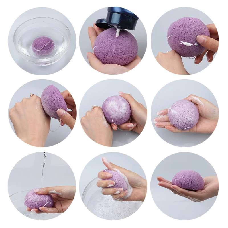 Wholesale Custom Shape Activated Facial Face Cleaning Puff Sponge Natural Organic Konjac Sponge For All Skins