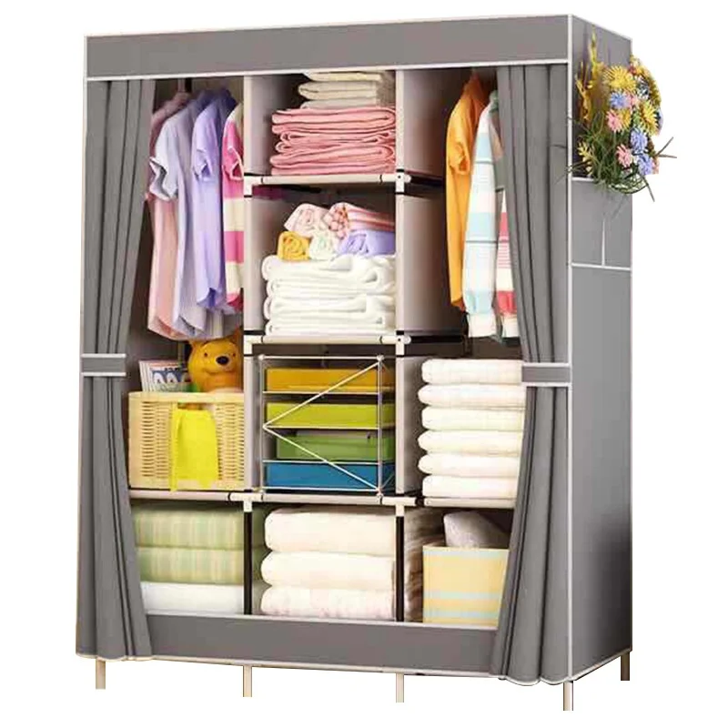 Portable assembled non-woven fabric wardrobe lightweight folding cupboard clothes wardrobe